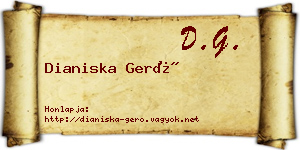 Dianiska Gerő névjegykártya